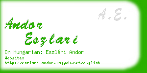 andor eszlari business card
